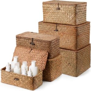 stacked wicker gift boxes
